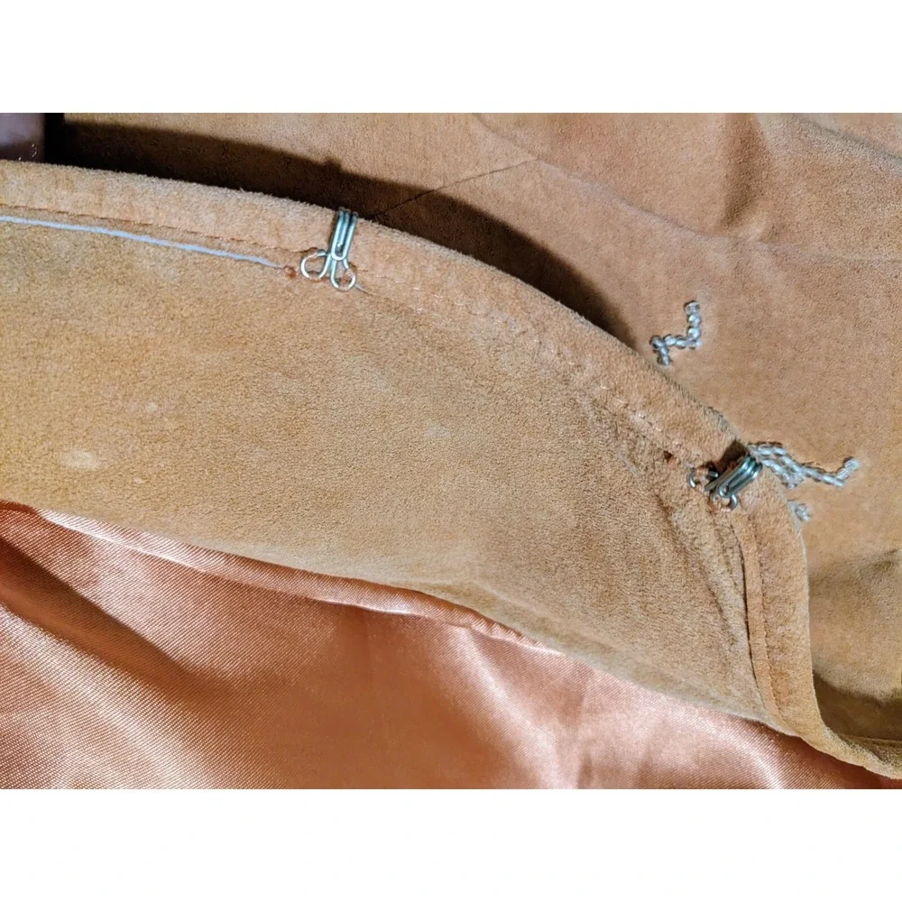 Terry Lewis Suede Leather Beaded Jacket with‎ Belt Womens Medium